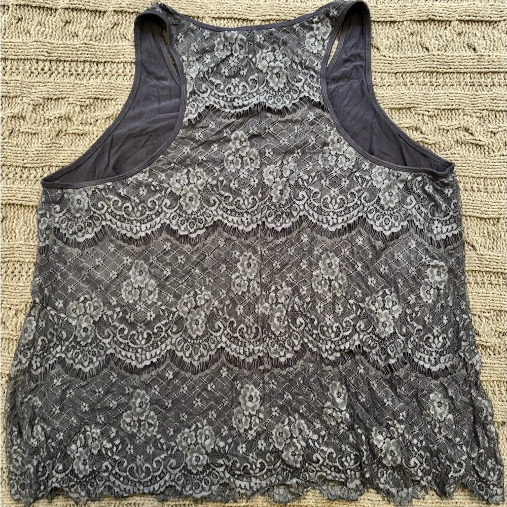 Maurices Navy Blue Lace Tank Top (Women's Plus Size 2) - Picture 4 of 7